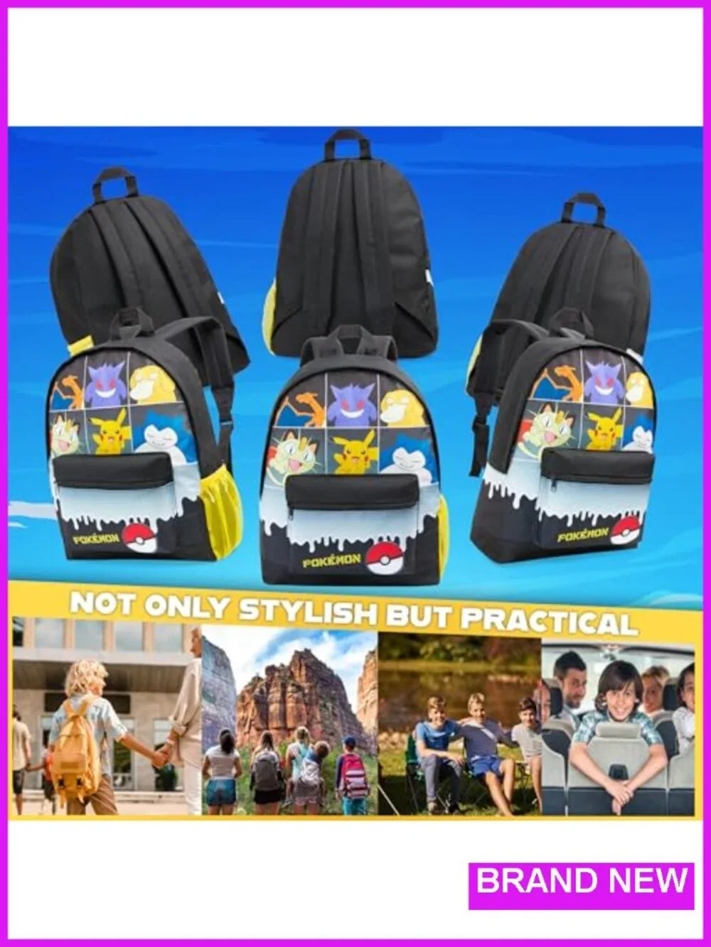 Pokemon Pikachu Anime Backpack for Kids Teens Daypack